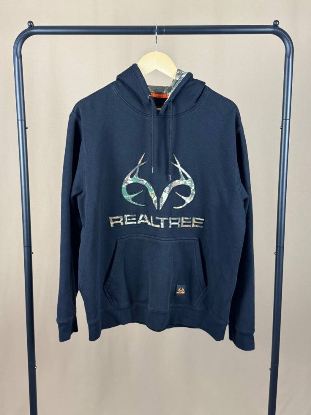 Realtree Black Camo Antler Graphic Pullover Hoodie Men’s Size Large
